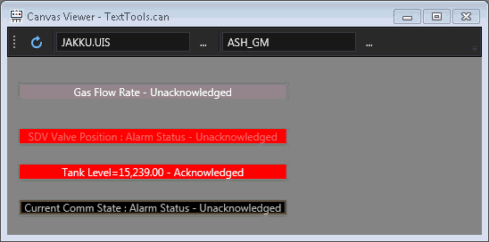 Canvas Preview: Text Tool - Acknowledge Alarms